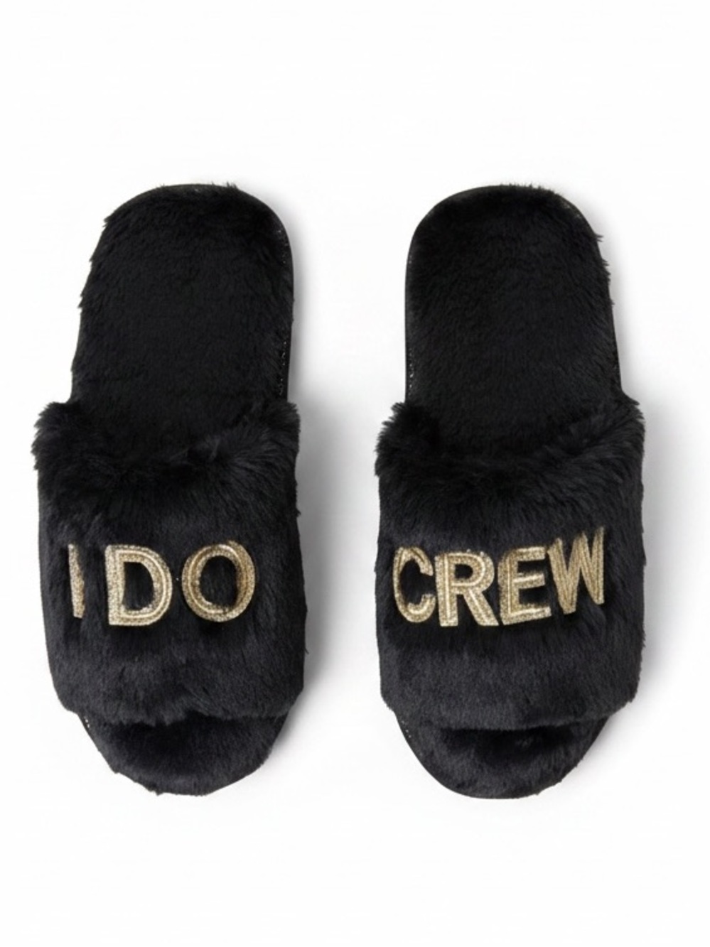 Dearfoams Black "I DO CREW" Slides NWT Medium (7/8)